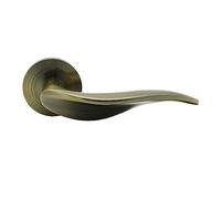 Micel - 04943 - Juego de Manilla con Roseta (50 mm) y Maneta Ergonómica en Aluminio, Acabado cuero, Color bronce, 135 x 50 x 70 mm