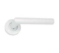 MICEL - 05653 - Juego de Manilla con Roseta (53 mm) y Maneta de ángulo recto, en acero inoxidable, Color blanco, 148 x 53 x 70 mm