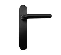 MICEL - 05756 - Juego de manilla para puerta con placa de ángulo curvo y maneta de acero inoxidable, Color negro, 225 x 138 x 66 mm