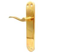 MICEL - 07971 - Juego de manilla para puerta con placa de acero y maneta de aluminio, Acabado latonado, Color dorado, 240 x 123 x 50 mm