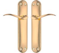 Micel - 07971 - Juego de manilla para puerta con placa de acero y maneta de aluminio, Acabado latonado, Color dorado, 240 x 123 x 50 mm (Paquete de 5)