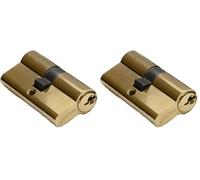 MICEL - 13144 - Cilindro de Serreta, Seguridad, Perfil Europeo, con Leva Corta, centrado, 30 x 30, Incluye llaves, Acabado latonado, Color dorado, 60 x 17 x 33 mm (Paquete de 2)