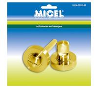MICEL - 17061 - Muletilla Con Desbloqueo, Con Roseta, Con Sistema Antipánico, de Aluminio, Acabado latón satinado, Color dorado, 35 x 35 x 30 mm