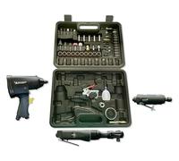 MICHELIN Kit de herramientas neumáticas de aire comprimido 66 pzas, incluyendo Atornillador de percusión, Llave de trinquete universal y Amoladora recta