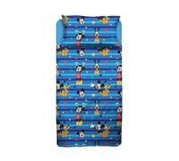 Mickey Mouse - Juego de sábanas para Cama de Plaza y Media, sábana encimera, sábana Bajera Ajustable, Funda de Almohada, Azul, Disney, 100% algodón, Producto Oficial
