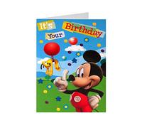 mickey mouse pluto it's your birthday balloon stars tarjeta de cumpleaños