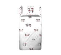 Mickey y Minnie Mouse - Juego de sábanas para Cama Individual, Juego de sábanas Individual para niños, sábana encimera, sábana Bajera Ajustable, Funda de Almohada, Blanco, 100% algodón, Producto