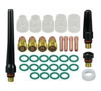 Micpointik TIG - Kit de 33 lentes de gas con boquillas de cristal Pyrex para WP-17/18/26, DB-17/18/26 y SR-Torch, kit de cuerpo de cuello resistente al calor para accesorios de soldadura