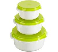 Micro family - juego de 3 ollas para microondas, color verde emsa