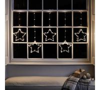 Micro-LED Sternegardine de 2 metros, 100 LEDs de luz blanca cálida, con temporizador, decoración navideña