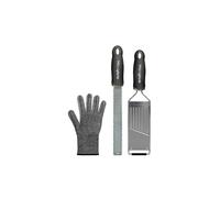 MICROPLANE Juego de ralladores Gourmet con guante protector, 3 piezas, negro negro