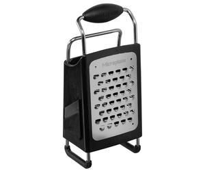 Microplane Rallador de Caja de 4 Lados (Extra Grueso/Medio/Fino/Rebanador) en Negro/Plata