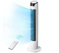 Midea FZ10-16AR - Ventilador de torre con mando a distancia, 110 cm, ventilador de pie con oscilación de 60°, 6 niveles de velocidad, 3 ventiladores, temporizador de 12 horas, color blanco
