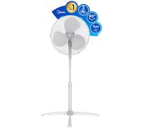 Midea Ventilador de Pie de 3 Velocidades - Ventilador Silencioso con Oscilación 90º y Altura Ajustable - Ventiladores de Pie con Flujo de Aire Potente 40m3/min, Ligero y Fácil transporte - 1 unidad