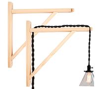MiDube 2Pcs lámpara de pared de Soporte, madera natural para aplique de pared vintage dormitorio junto a la cama Lámpara colgante de pared interior, sin bombilla