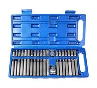 MIGUBIGU Juego de 40 piezas de tuercas de 1/2", 3/8", incluye puntas hexagonales H4-H12, juego de tuercas spline M5-M12, juego de puntas Torx T20-T55, con caja de almacenamiento, para automóviles