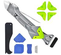 MIHUTU 5 en 1 herramientas de sellador rascador silicona, (hoja de acero inoxidable) kit de calafateo rasqueta silicona profesional para cocina y baño, con 4 raspador/ 1 cuchillas reemplazables