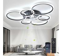 MiiR Lampara Ventilador Techo, Ventiladores De Techo LED Regulable, 85 W 6800 Lm,luz del ventilador De 6 Velocidades, Sala De Estar, Dormitorio, Cocina, Negro