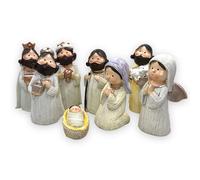 MIJOMA Figuras de belén bellísimas para el pesebre navideño - Figuras de piedra artificial pintadas a mano - Perfecta decoración navideña en varios sets y estilos para elegir (8 piezas - 12 cm de alto