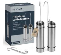MIJOMA Juego de 2 humidificadores atmosféricos para radiadores, elegantes humidificadores de agua de acero inoxidable, 325 ml, vaporizador para un clima agradable y una respiración óptima, color