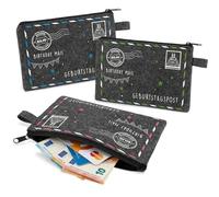 MIJOMA Juego de 3 bolsas de regalo de fieltro para tarjetas de regalo de cumpleaños, paquete de regalo para cupones, tarjetas de dinero, reemplazo de tarjeta de cumpleaños con lazo con cremallera