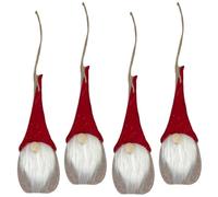 MIJOMA Juego de 4 colgantes navideños de fieltro, bonito como adorno para árbol de Navidad, para arreglo de Adviento, fieltro decorado con elementos de madera y purpurina, lazo para colgar (gnomo -