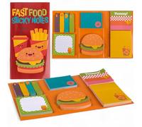 MIJOMA Juego de 6 notas adhesivas con diferentes formatos, perfecto para la escuela, la oficina y el día a día, diseños coloridos (comida rápida)