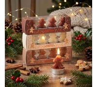 MIJOMA Juego de velas de té de pan de jengibre - 12 unidades en set de regalo - Velas decorativas en forma de hombre de jengibre - Decoración de Navidad, Adviento, decoración de mesa, idea de regalo