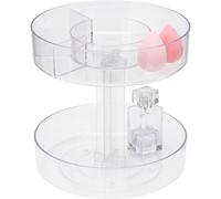 MIJOMA Organizador de maquillaje giratorio Ø210 x 215 mm - PET transparente con 2 niveles - Plato giratorio de 360 grados para cosméticos y cuidado - Orden para baño y tocador
