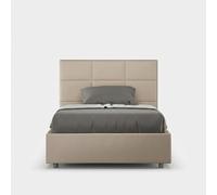 Mika F - Cama de matrimonio (140 x 200 cm), con almacenamiento acolchado, color beige