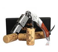 MIKALITY Sacacorchos Profesional, Abridor de Vino, De Acero Inoxidable y Madera, Sacacorchos de Camarero, Funcional, con Estuche, Regalo Original para Hombre