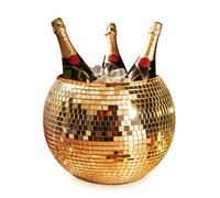 MikaMax Cubitera de discoteca dorada - XL 11 litros - enfriador de bebidas para fiestas - enfriador de vino y recipiente para hielo - Disco dorado - 27,5 cm
