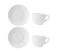 Mikasa Chalk 2pc Porcelain Espresso Cup and Saucer Set, White Cups and Saucers, 90ml | Taza y Plato de Porcelana para Comidas Diarias | Apto para Lavavajillas y Microondas
