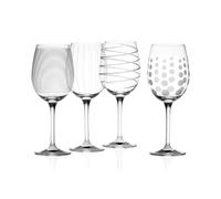 Mikasa Cheers Crystal White Wine Glass Set, 450 ml, Silver, 4 Units - Unique Design for Easy Identification, Hand Wash Recommended.