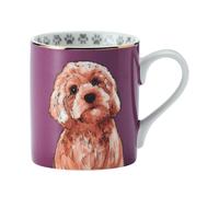 Mikasa Cockapoo Straight-Sided Porcelain Mug, 280ml - Durable novelty coffee mug with real gold details, paw pattern, perfect for dog lovers and as a thoughtful gift.