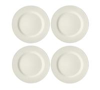 Mikasa Cranborne Juego de 4 Platos Llanos de Gres Crema, Servicio Para 4, Redondos de 28cm - Aptos Para Microondas y Lavavajillas