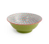 Mikasa green and blue geometric stoneware ramen bowl, patterned 1l jap