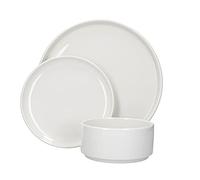 Mikasa Juego de vajilla Camberlie platos y tazones, estilo escandinavo, porcelana blanca, 12 piezas