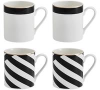 Mikasa luxe deco juego de 4 tazas, tazas de porcelana fina con estampa