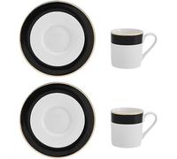 Mikasa luxe deco juego de taza y platillo de espresso en porcelana, 2x