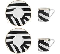 Mikasa luxe deco juego de taza y platillo de espresso en porcelana, 2x