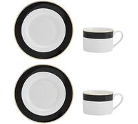Mikasa luxe deco juego de taza y platillo de té en porcelana, 2x taza