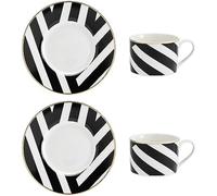 Mikasa luxe deco juego de taza y platito de té en porcelana, 2x tazas