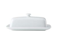 Mikasa Porcelana Chalk Mantequera con Tapa, 21cm, Mantequera Blanca para Desayuno y Cena, Grande, Apta para Lavavajillas y en Caja de Regalo