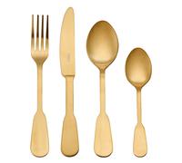 Mikasa soho gold 16-piece stainless steel cutlery set, gold cutlery set for 4 includes 4 knives, 4 forks, 4 dessert spoons and 4 teaspoons, suitable for