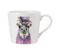 Mikasa Tipperleyhill Taza de Porcelana con Estampado de Raton, 380ml Taza de porcelana fina con detalles en oro auténtico, Taza de para té y café con estampado de animales, en caja de regalo