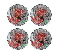 Mikasa x Sarah Arnett Juego de 4 Platos de Porcelana, Pequeños Platos Redondos con Vibrante Estampado y Borde Festoneado, 19cm - Aptos para Lavavajillas