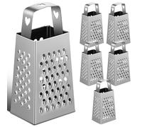 Mikikit 6 Piezas Mini Rallador Pequeño de Acero Inoxidable de Cuatro Lados Corte Uniforme y Mango Cómodo para Uso en Casa y Rallado de Calabacines y Pepinos