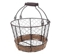 Mikikit Cesta para Almacenamiento Multifuncional con Cuerda de Yute de Alambre de Hierro Negra y Transporte Fácil Adecuada para Uso Interior y Escritorio