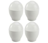 Mikikit Set de 4 Portavasos para Huevos de Microondas en Pp Blanco, Herramienta para Cocinar Huevos Rápido y Mantener la Humedad, Adecuado Preparación de Desayunos